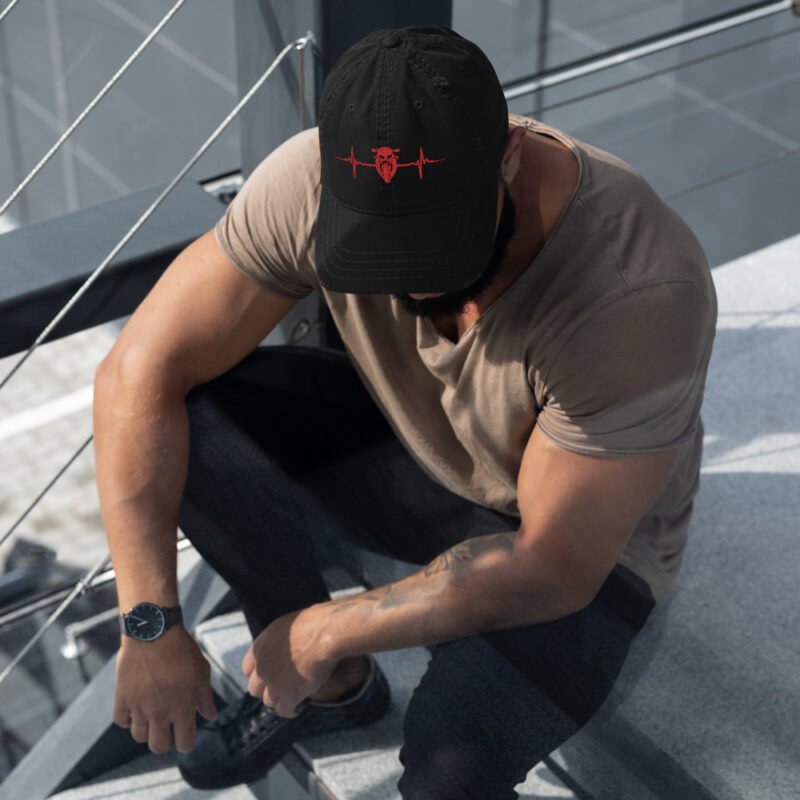 Moto Heartbeat Distressed Hat